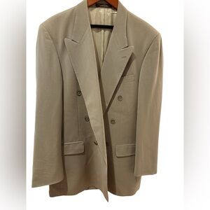 70s WOOL NEUTRAL DOUBLE BREASTED BLAZER ECLECTIC GRANDPA QUIET LUXURY SZ 42R